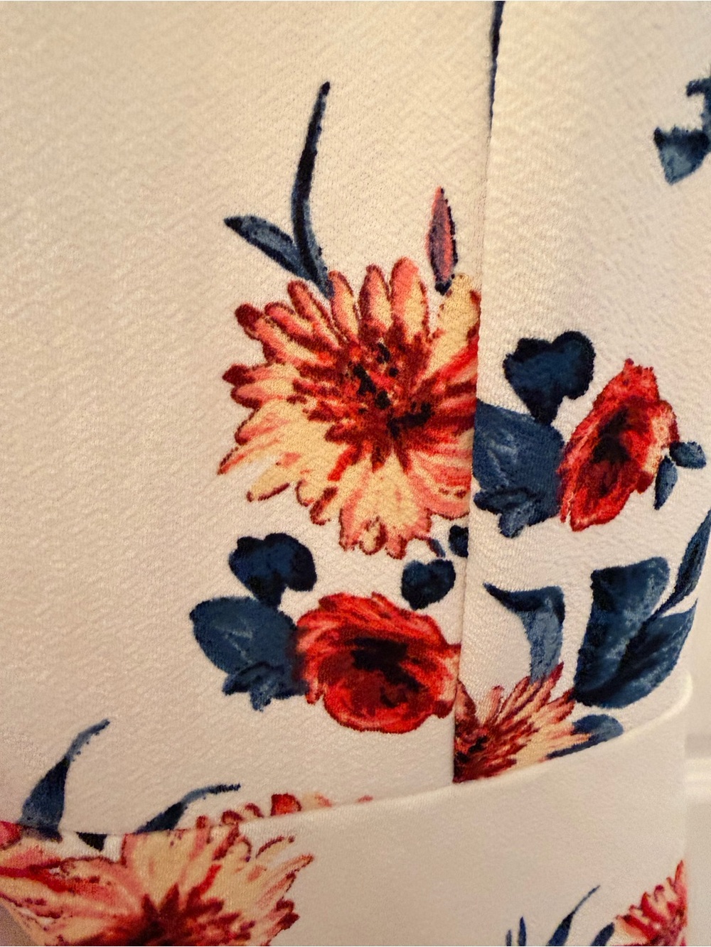 No Boundaries White Midi Dress with Blue & Coral Floral Print - Picture 3 of 3
